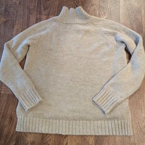 Garnet Hill Cream Mock Turtle Neck Sweater Women’s large Alpaca, Wool, Acrylic